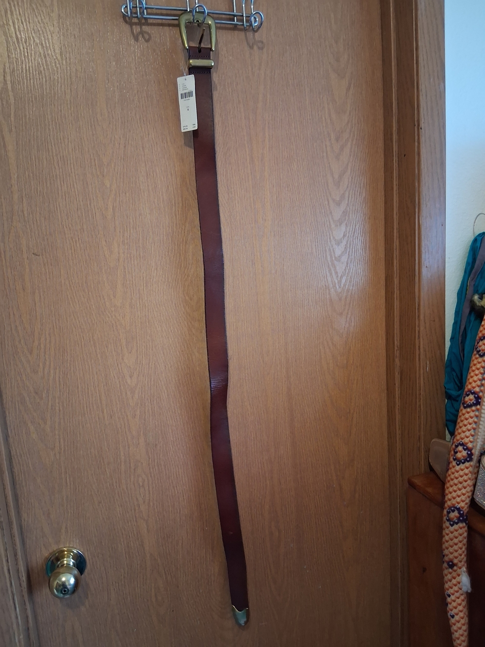 Anthropologie Brown Leather Belt with Brass Buckle